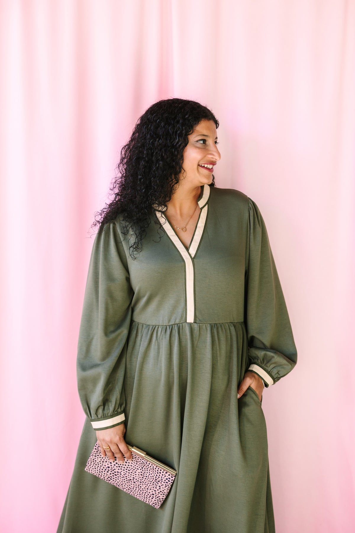 Olive Long Sleeve Midi