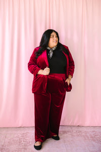 Burgundy Velvet Palazzo Pants