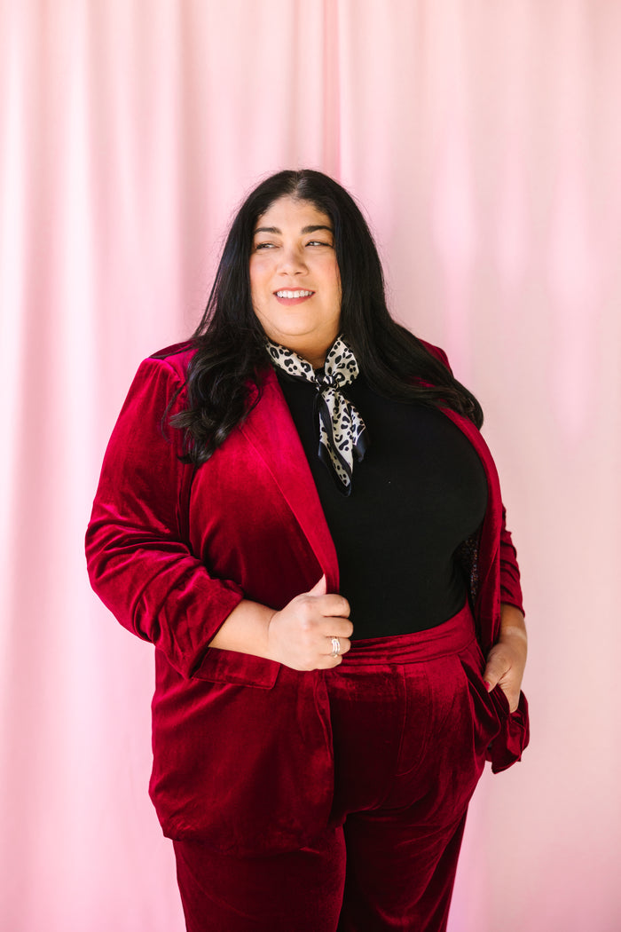 Burgundy Velvet Blazer
