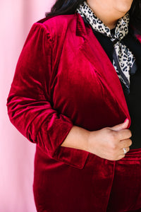 Burgundy Velvet Blazer