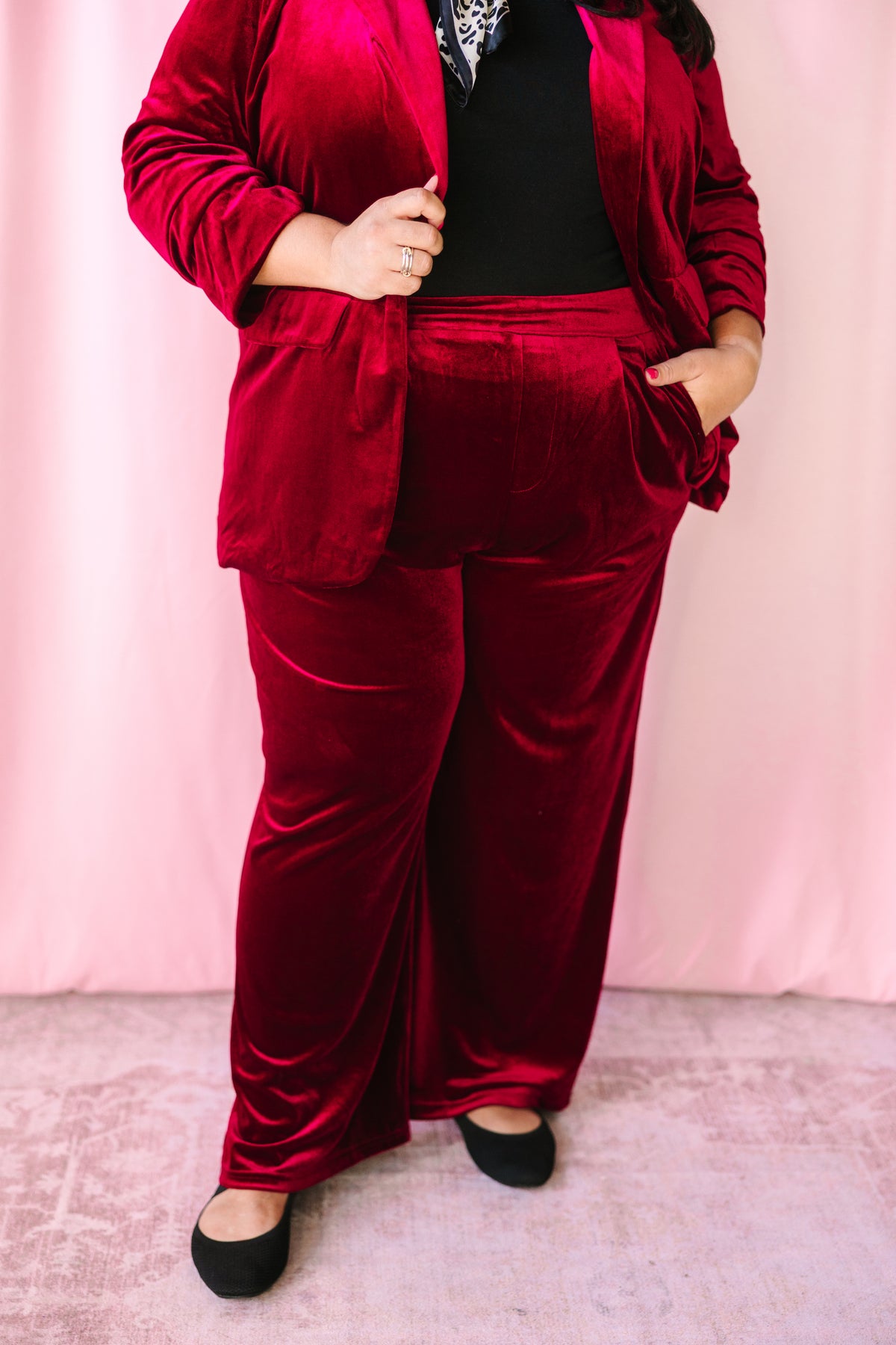 Burgundy Velvet Palazzo Pants