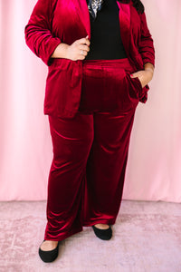 Burgundy Velvet Palazzo Pants