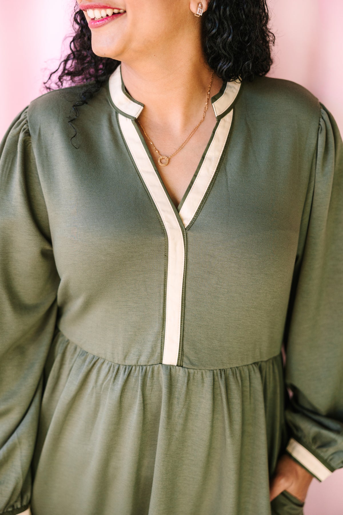 Olive Long Sleeve Midi