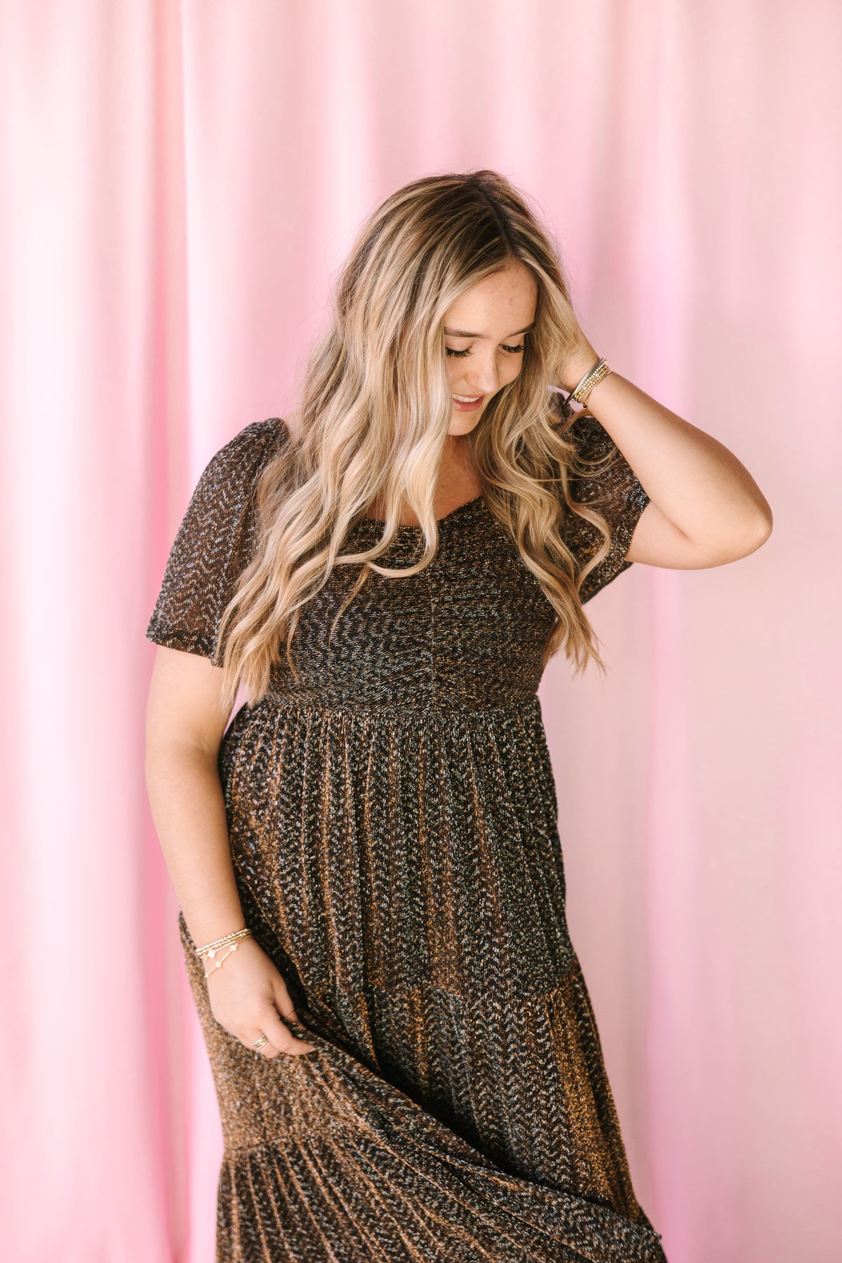 Black Metallic Textured Dress