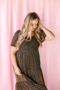 Black Metallic Textured Dress