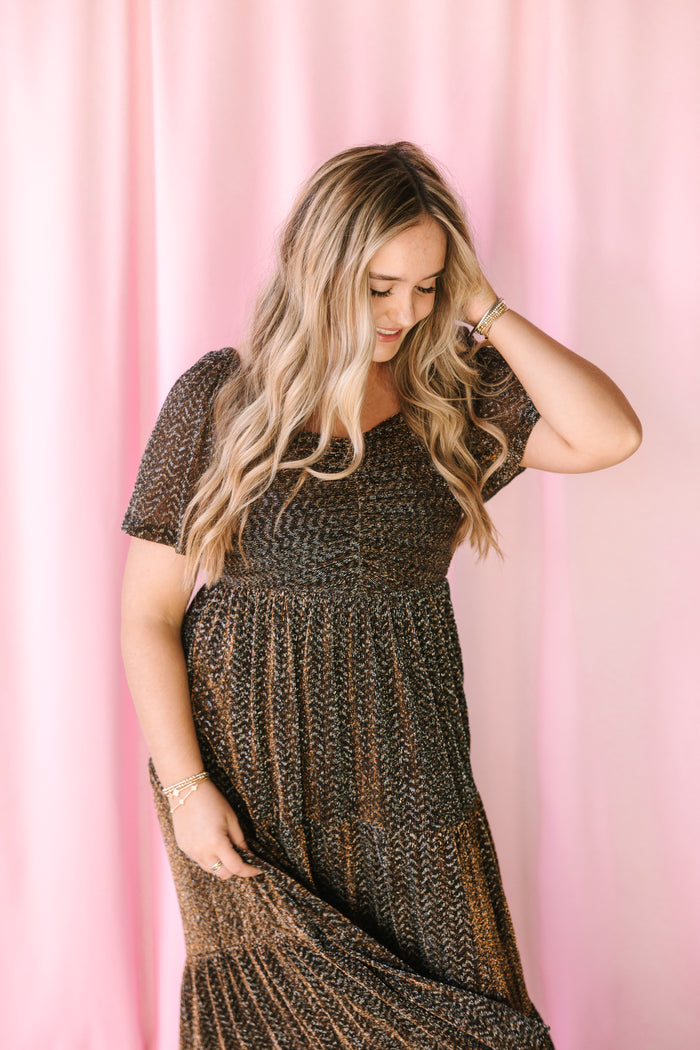 Black Metallic Textured Dress