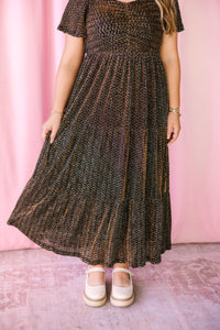 Black Metallic Textured Dress