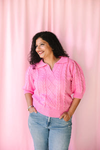 Pink Cable Knit Sweater