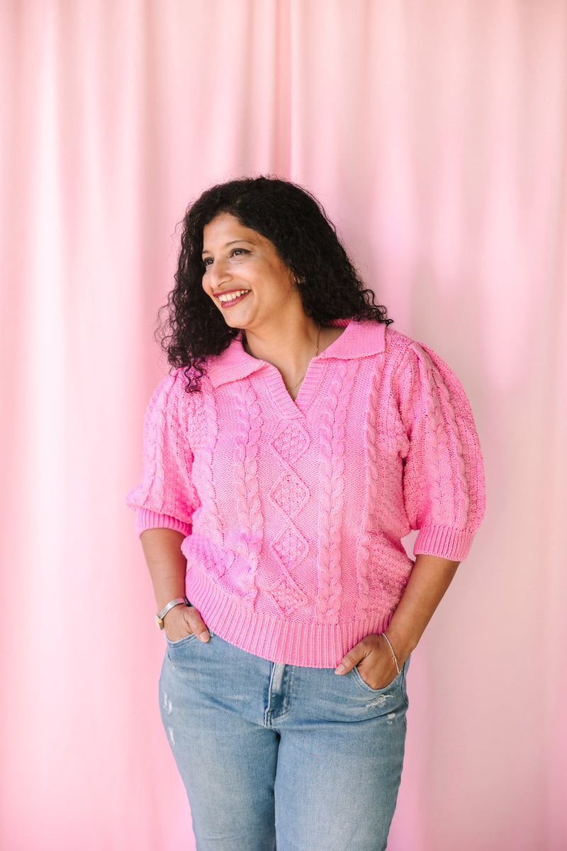 Pink Cable Knit Sweater