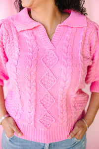 Pink Cable Knit Sweater
