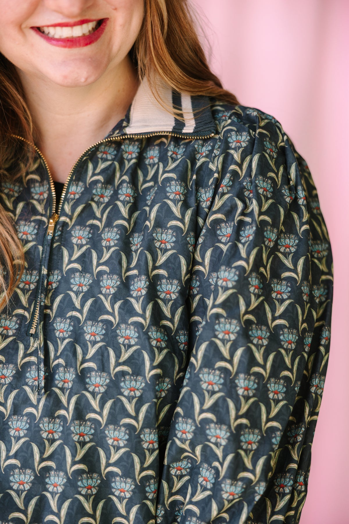 Navy Pattern Half-Zip