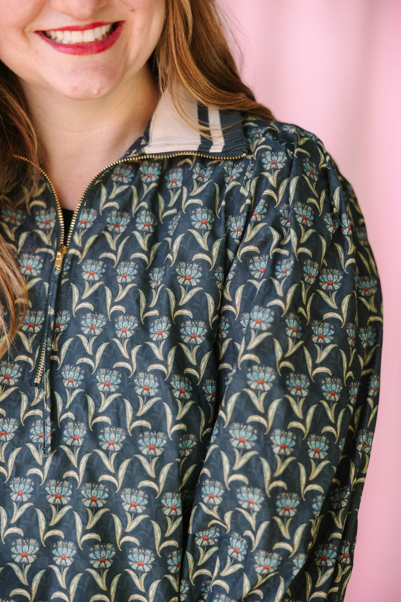 Navy Pattern Half-Zip