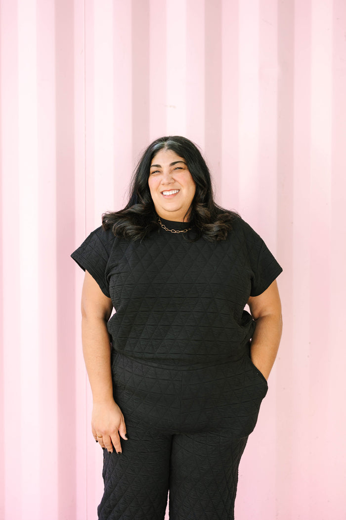 Quilted Long Tucked Pants
