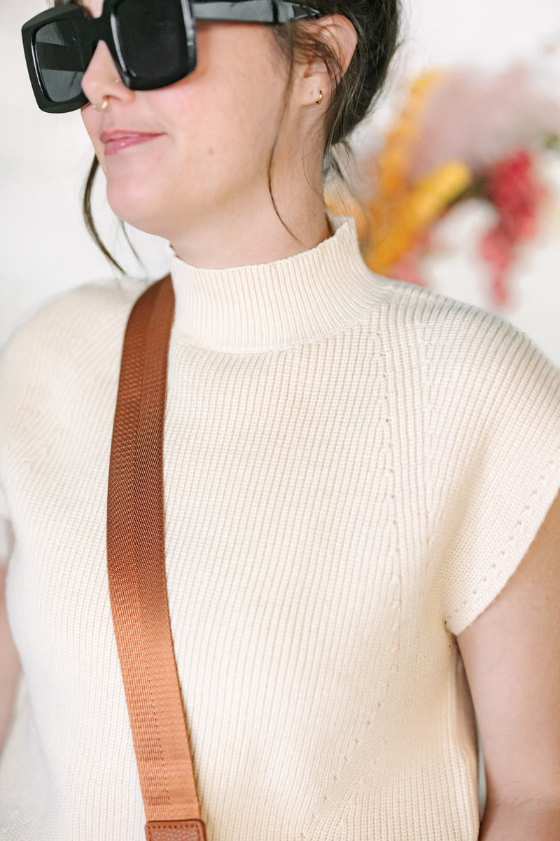 Oatmeal Mock Neck Sweater