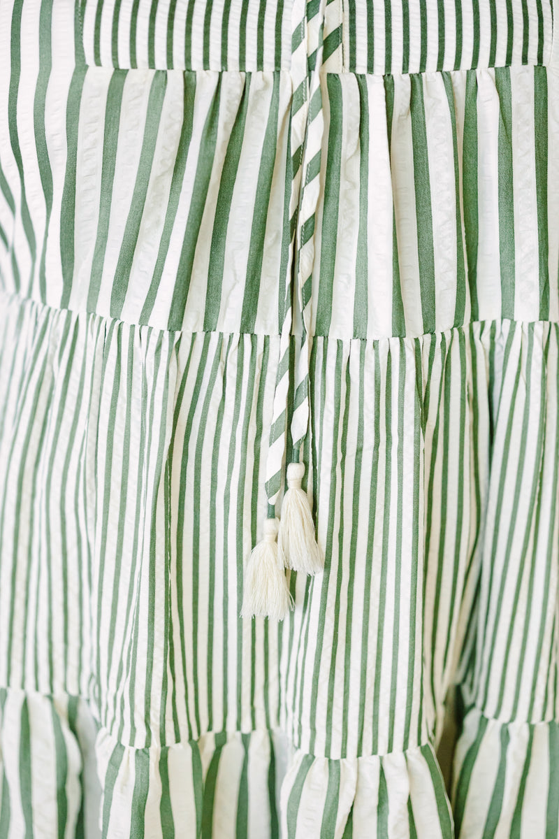 Olive Striped Babydoll Dress