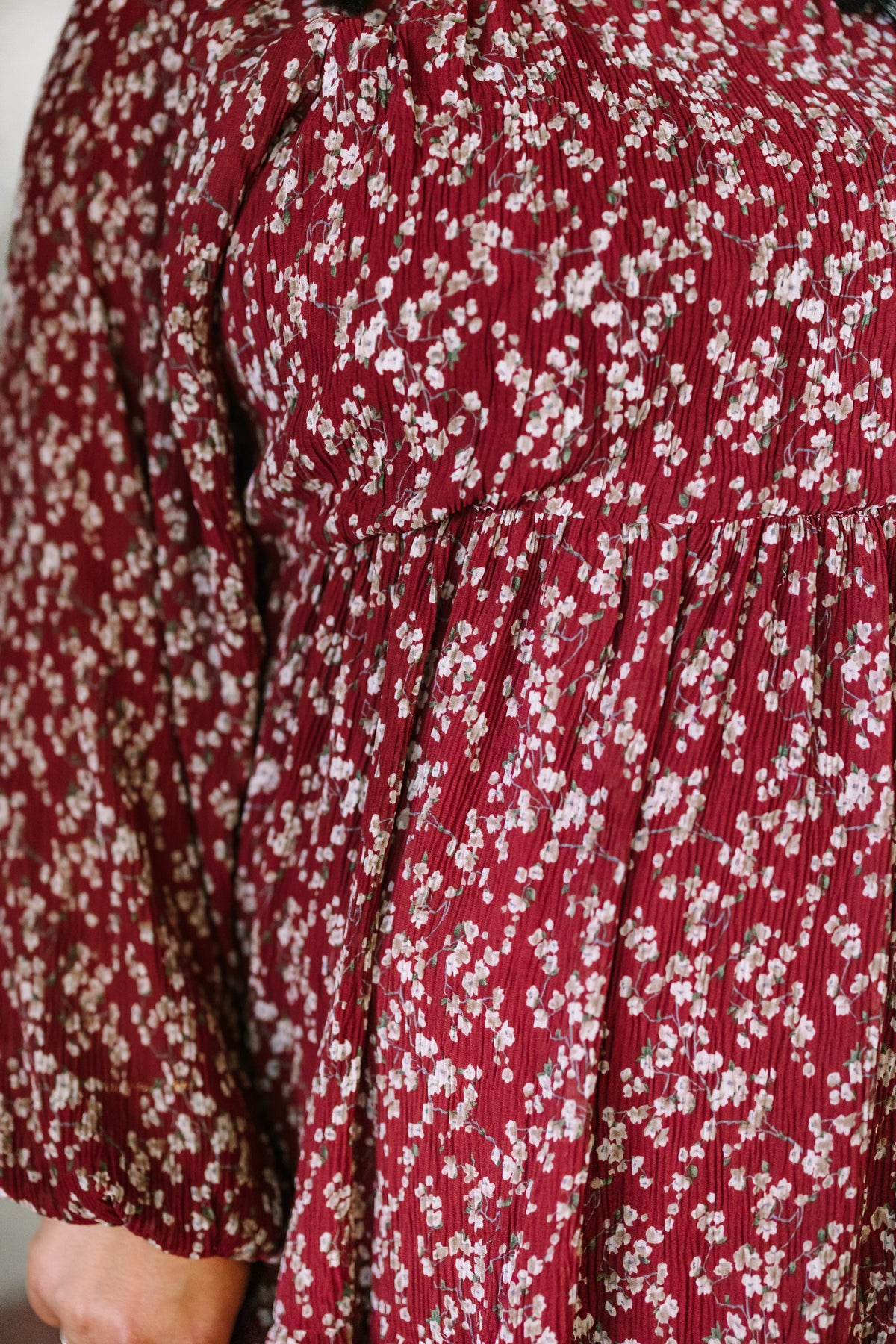 Burgundy Floral Midi Dress