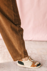 Brown Corduroy Barrel Pants