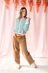 Brown Corduroy Barrel Pants