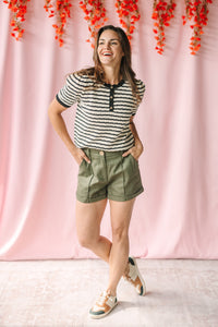 Striped Short Sleeve Sweater