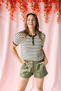 Striped Short Sleeve Sweater