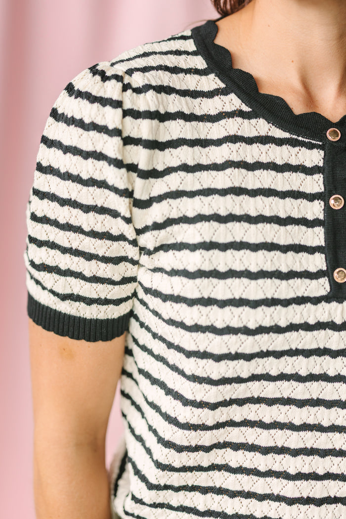 Striped Short Sleeve Sweater