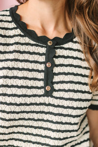 Striped Short Sleeve Sweater