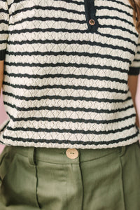 Striped Short Sleeve Sweater