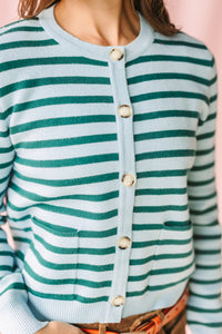Blue Striped Button Down Sweater