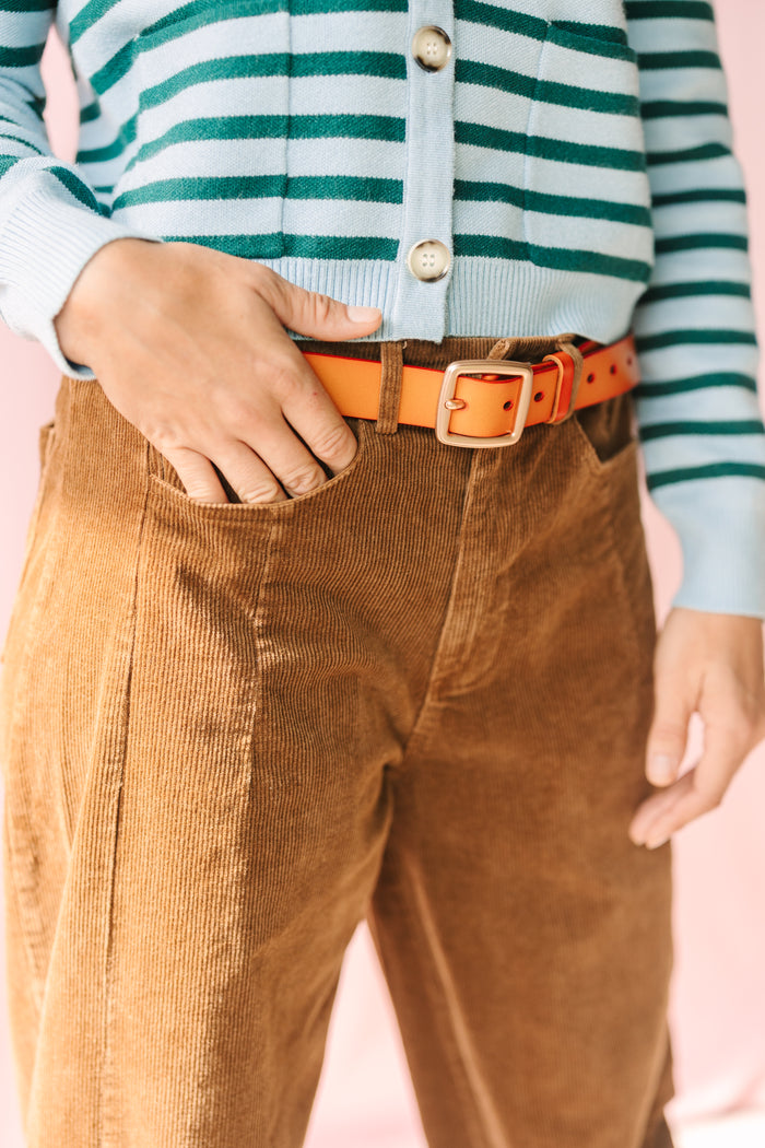 Brown Corduroy Barrel Pants