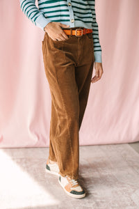 Brown Corduroy Barrel Pants