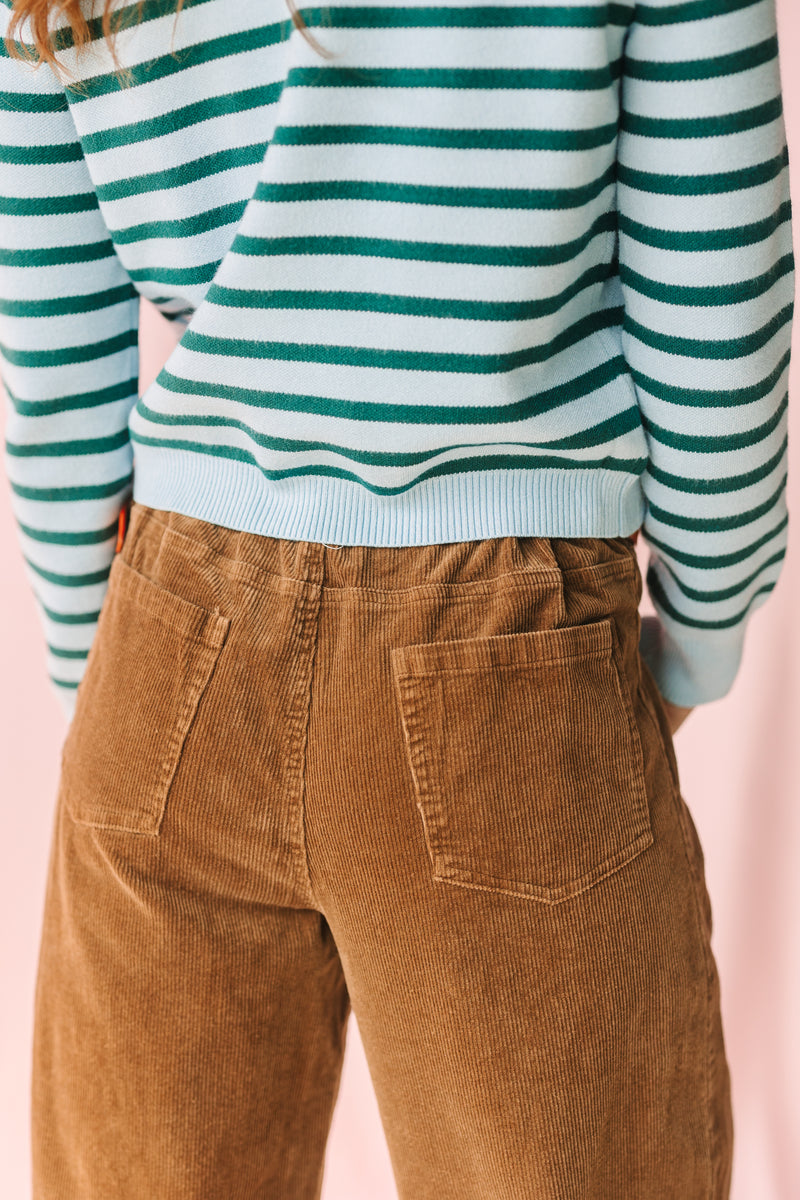Brown Corduroy Barrel Pants