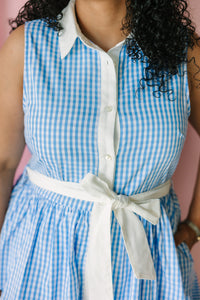 Blue Gingham Tiered Dress