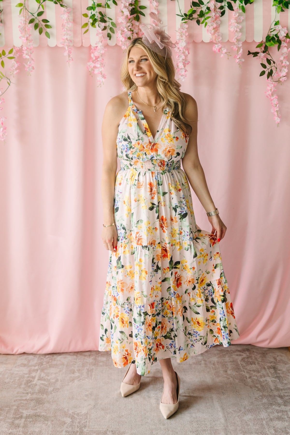 Floral Halter Midi Dress