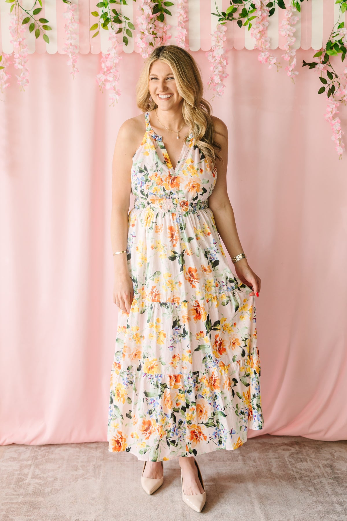 Floral Halter Midi Dress