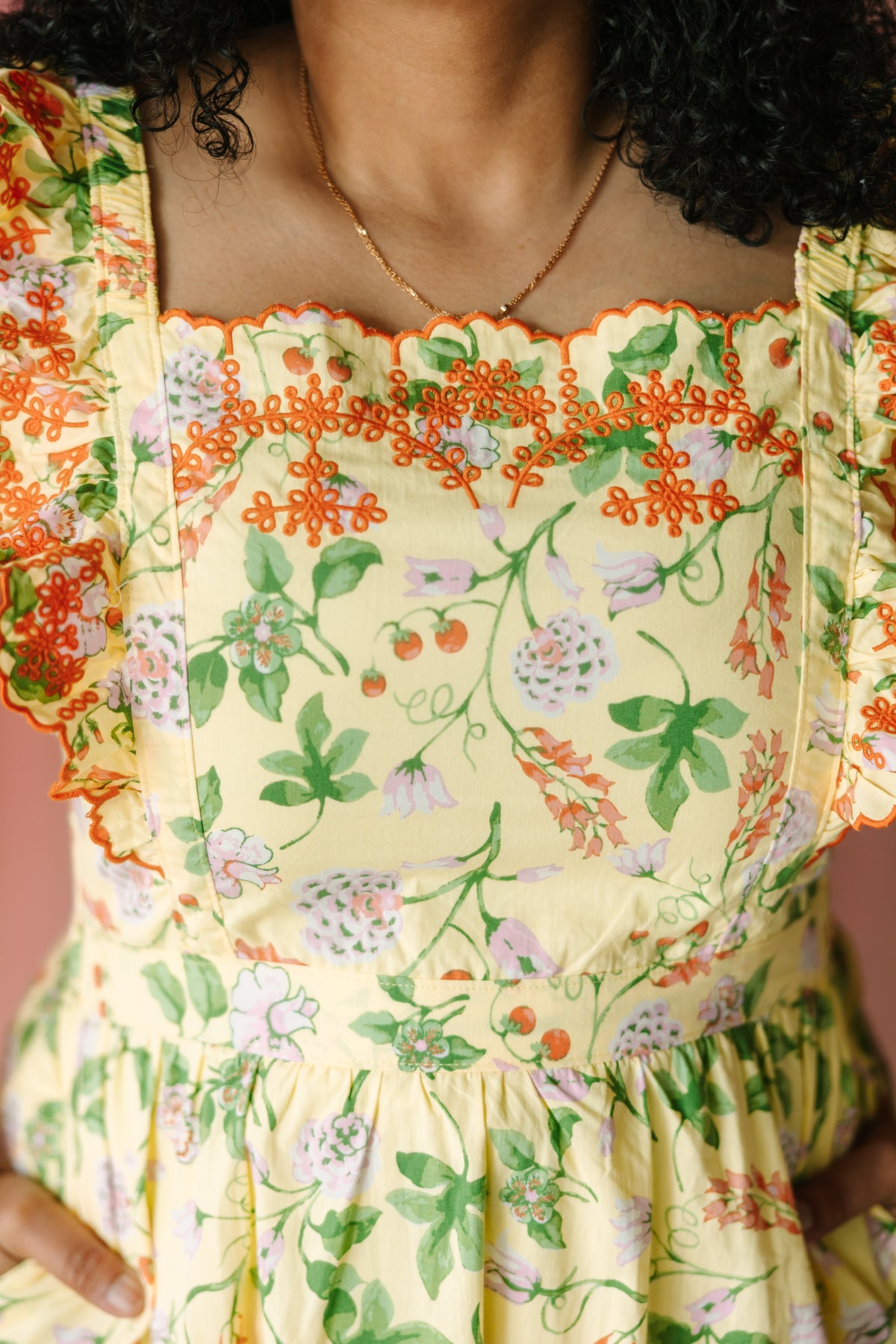 Lemon Floral Midi Dress