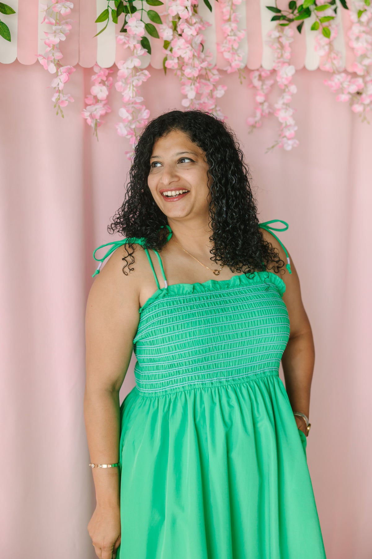 Green Smocked Maxi Dress