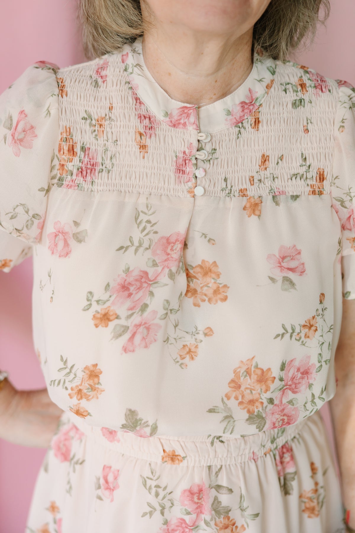 Dusty Rose Floral Mini Dress