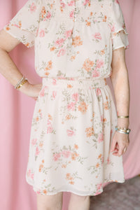 Dusty Rose Floral Mini Dress