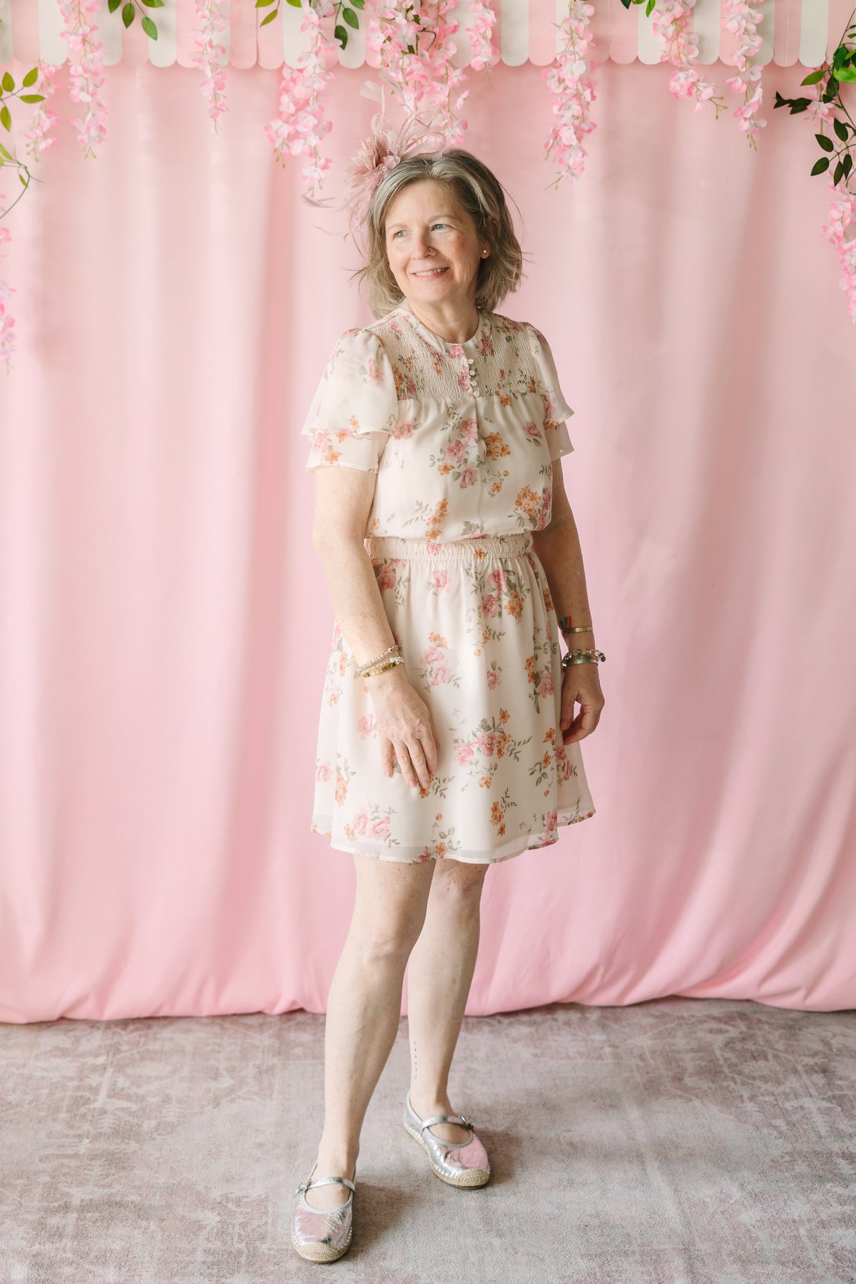 Dusty Rose Floral Mini Dress