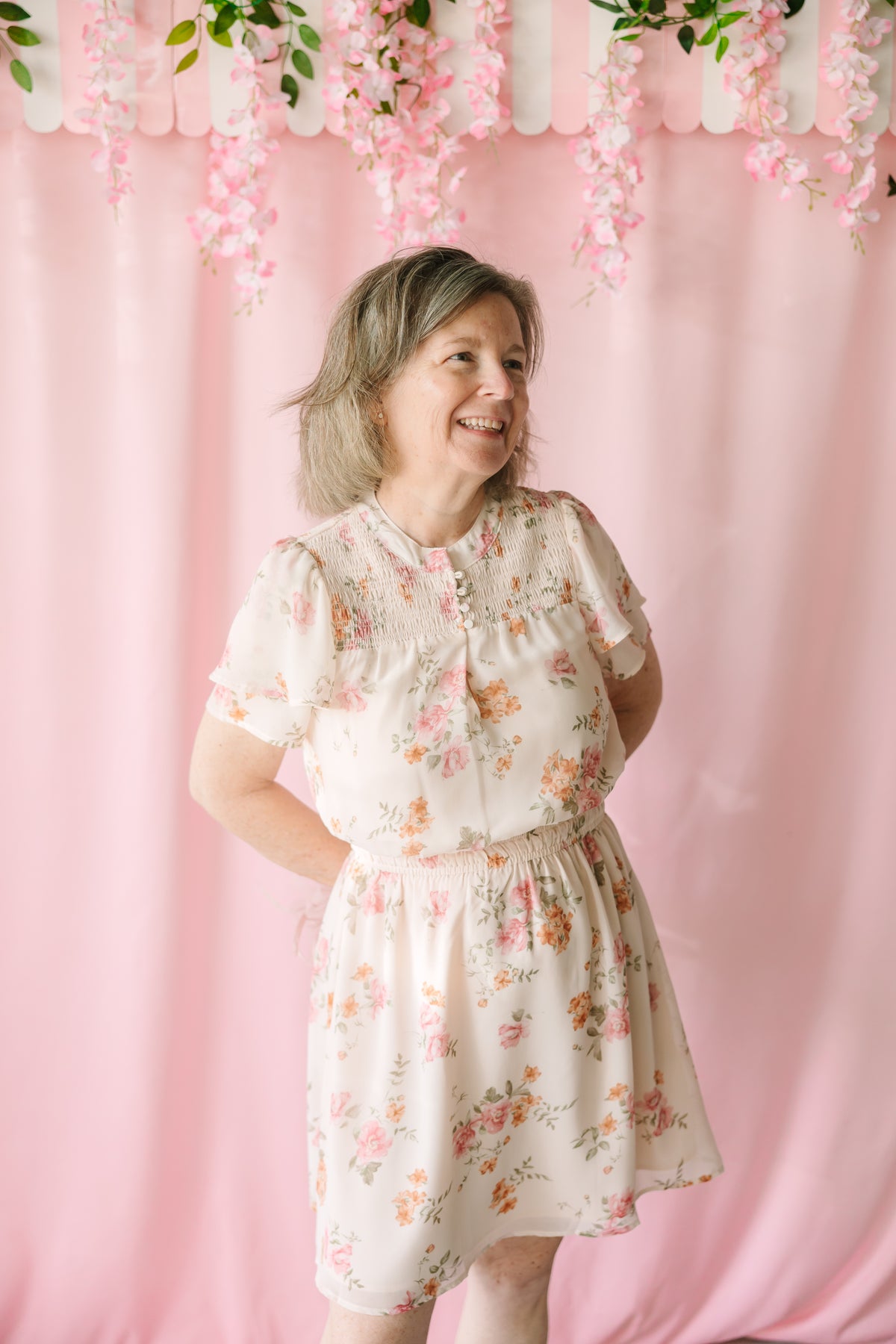 Dusty Rose Floral Mini Dress Large