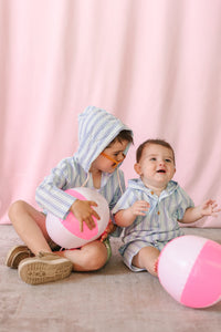 Chambray/Blue Striped Romper