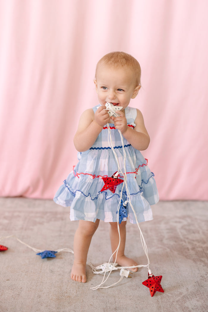Blue Gingham Layered Sundress