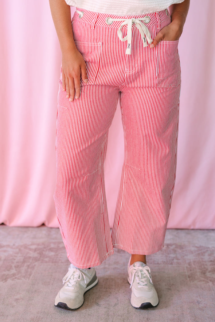 Pinstripe Barrel Pants