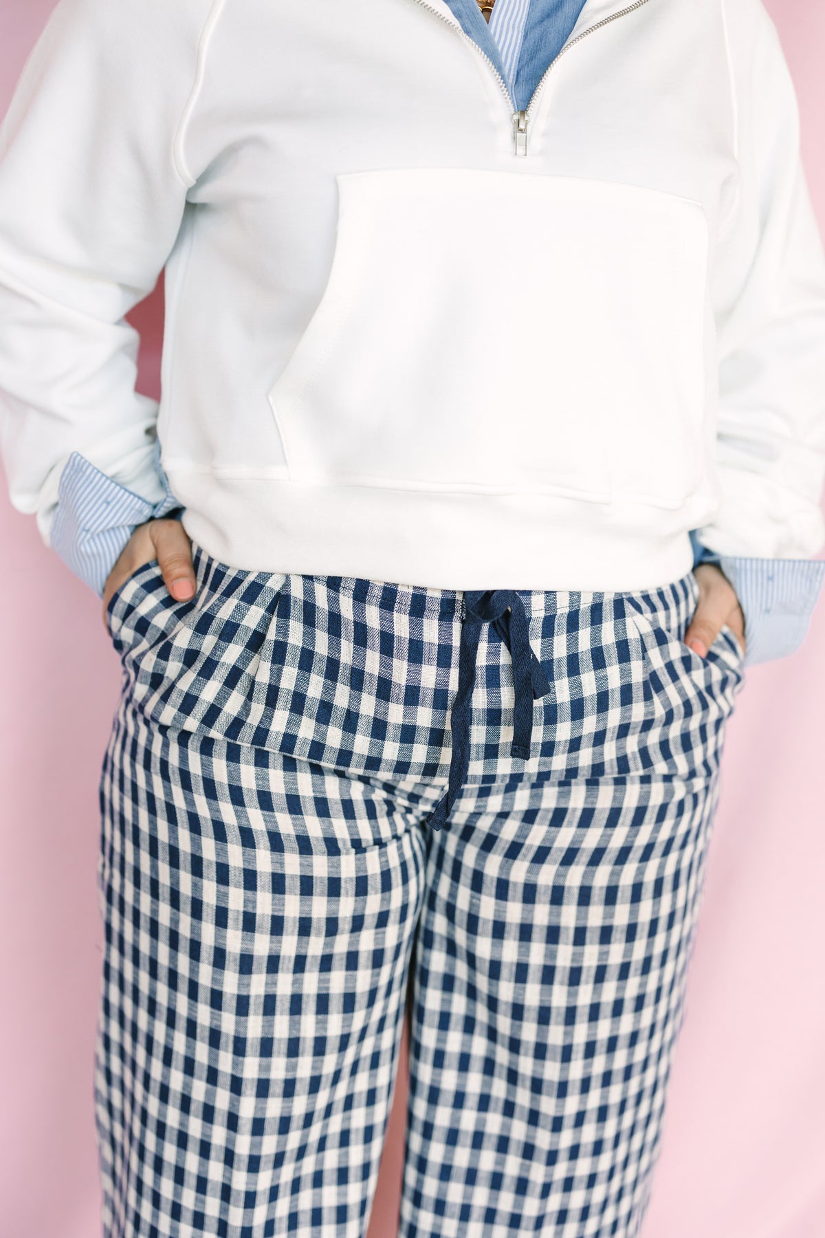 White Half-Zip Collar Pullover