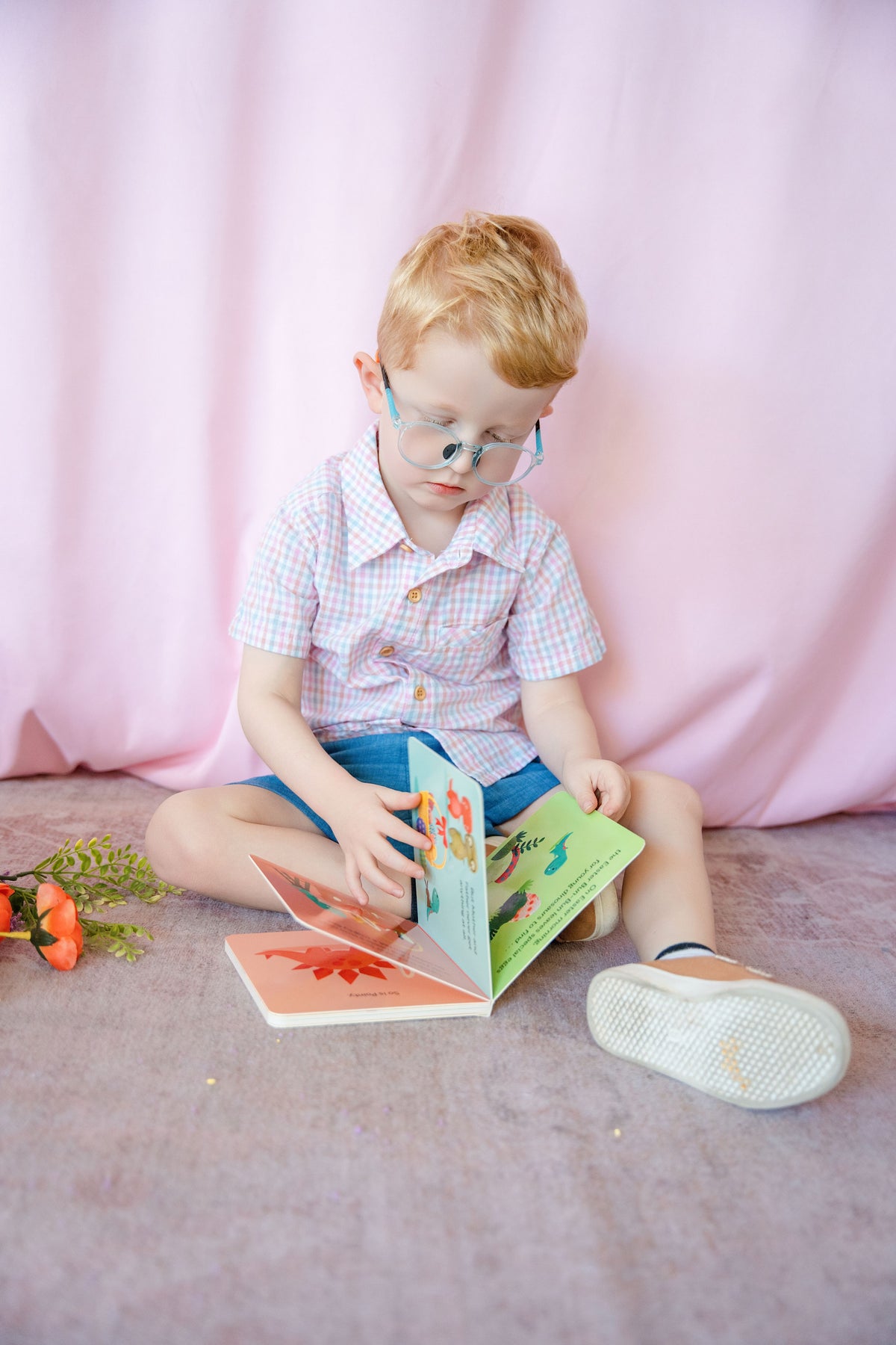 Pink/Peach/Blue Plaid Shirt