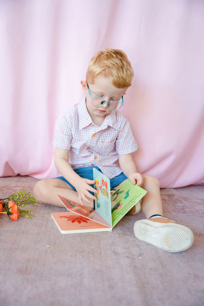 Navy Woven Chambray Shorts