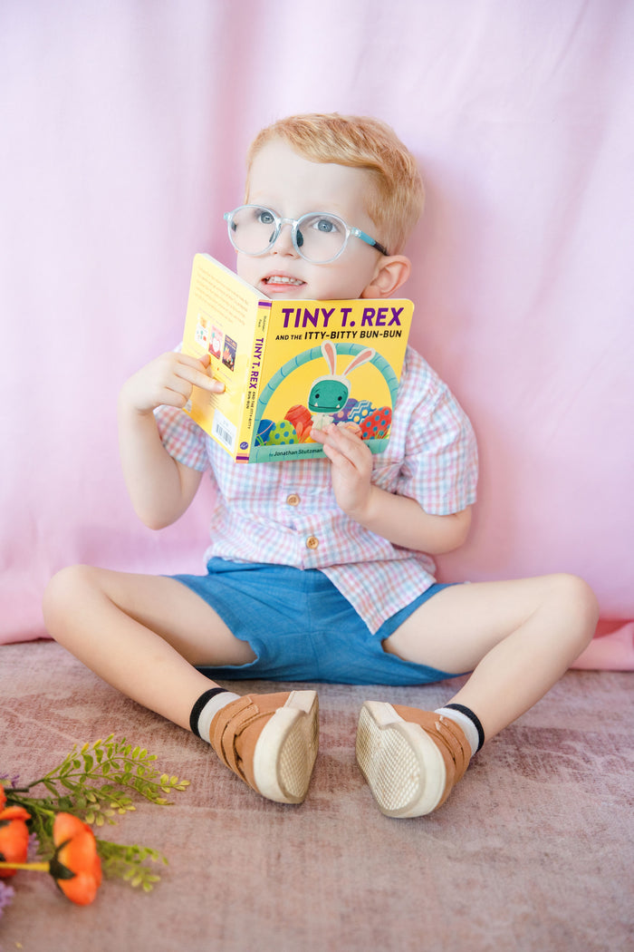 Navy Woven Chambray Shorts