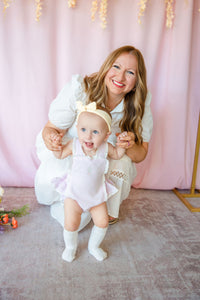 Pink Seersucker Easter Bunny Ruffle Romper