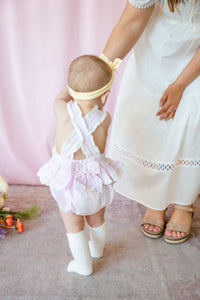 Pink Seersucker Easter Bunny Ruffle Romper