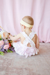 Pink Seersucker Easter Bunny Ruffle Romper